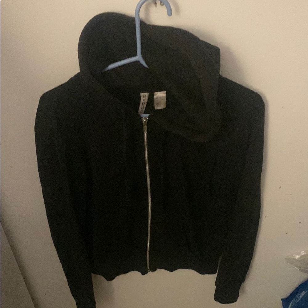 H&M Divided Black Full Zip-Up Hoodie Sweater Jacket W/ Silver Zipper SZ XS😍